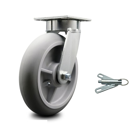 8 Inch Kingpinless Thermoplastic Rubber Wheel Swivel Caster With Swivel Lock SCC